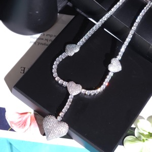 Cadena de Tenis Redonda con Diamantes de Moissanita VVS en Plata 925 con Colgante de Corazón con Incrustaciones de Diamantes, Collar para Regalo de San Valentín a Bajo Precio - Product Image 5