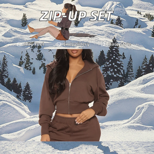 เสื้อฮู้ดดี้ผู้หญิงไซส์ใหญ่ ระบายอากาศได้ดี มีซิป ผลิตจากผ้าฝ้ายออร์แกนิค 100% สไตล์ลำลอง ทรงครอปสั้น ไหล่ตก เหมาะสำหรับฤดูหนาว - Product Image 2