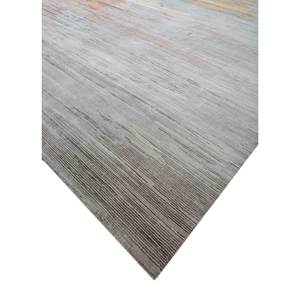 Kavi Ivory Hand Knotted <b>Wool</b> & Bamboo Silk Rug Hidden Rectangular Abstract Pattern for Home Living Room Hallway 100% Handmade - Product Image 2
