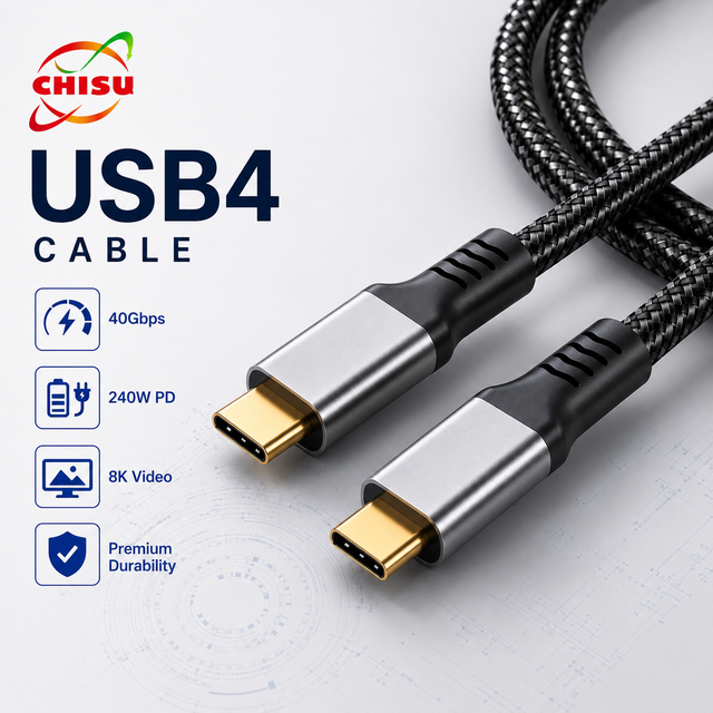 USB4 Cable 40Gbps 240W PD 8K 60Hz USB C to C Braided Foil Shielded Fast Charging Data