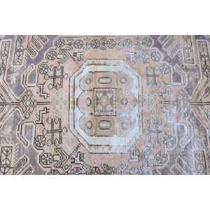 Vintage Turkish Accent Rug 2.9x6.1 ft, <b>Brown</b> Solid Rug <b>Wool</b> - Product Image 5