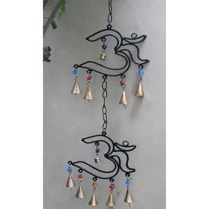 OM Meditation High Quality Metal Wind Chime Wall Hanging <b>Decoration</b> Set of 5 Pcs Handicraft Style Art for <b>Spring</b> - Product Image 1