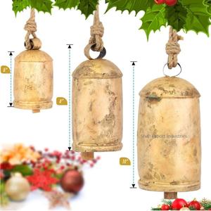 Cloches de vache en métal de style unique décoratives en corde plaquée or antique suspendue cloche de vache animale au meilleur prix de vente - Product Image 5