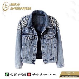Chaqueta vaquera corta transpirable bordada personalizable para mujer, prendas de vestir de Otoño e Invierno para mujer - Product Image 2
