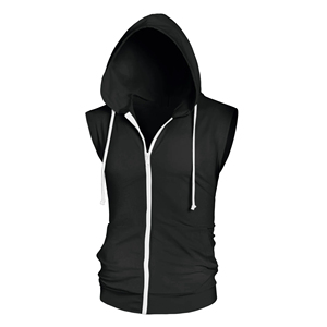 Sudaderas con capucha con cremallera sin mangas de estilo deportivo para hombre al por mayor de fábrica, sudaderas con capucha de invierno teñidas lisas impresas con logotipo personalizado de diferentes colores - Product Image 6