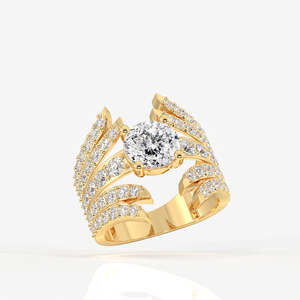 14K <b>Gold</b> Moissanite Diamond <b>Cocktail</b> <b>Ring</b> Portuguese Cut Elegant Portuguese Cut Moissanite Diamond <b>Cocktail</b> 14K <b>Gold</b> <b>Ring</b> - Product Image 3