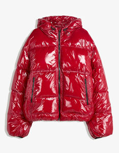 Nouvelle veste bouffante rouge brillante personnalisée à la mode pour hommes légère et élégante imperméable à capuche fermeture à glissière chaude veste décontractée d'hiver - Product Image 5