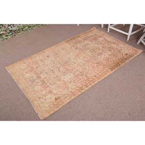 Vintage Accent Rug 3.8x6 ft, Turkish <b>Brown</b> Ombr <b>Wool</b> Rug - Product Image 2