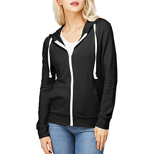 Sudadera con capucha de Color liso para mujer, suéter con cremallera, Vestido de manga larga con bolsillos, Tops de talla grande - Product Image 1
