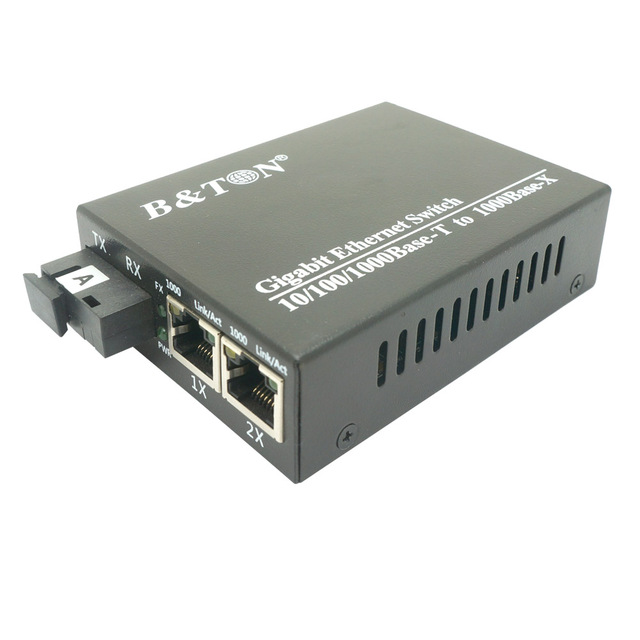 Industrial 10/100/1000Mbps Gigabit Ethernet Fiber Switch, 1 SFP Slot & 2 RJ45 Ports, 20KM Dual Fiber, Desktop/DIN Rail Mount