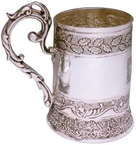 India Hammered water Jug with brass silver color design handle silver jug dinnerware use