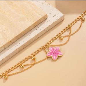 Hot Selling <b>Gold</b> Plated Fashion Oil-drop Flower Pendant Alloy <b>Anklets</b> - Product Image 5