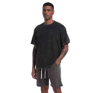 เสื้อยืดผ้าฝ้ายแขนสั้นโอเวอร์ไซส์สำหรับผู้ชายเสื้อผ้าแนวสตรีทซักได้สำหรับ240Gsm 100% เสื้อผ้าแนวสตรีทแบบวินเทจ - Product Image 5