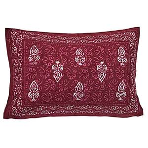 Parure de lit simple en coton 180 TC bordeaux avec 1 taie d'oreiller, motifs ethniques, ensemble 3 pièces, draps-housses pour usage domestique - Product Image 2