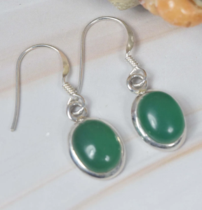 Onyx vert naturel 925 argent Sterling pierres précieuses crochet boucle d'oreille bijoux faits à la main forme ovale boucle d'oreille cadeau pour noël - Product Image 2