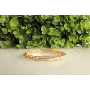 1.50 Ct Round Cut Moissanite <b>Bangle</b> <b>Bracelet</b> for Women in Yellow Gold - Product Image 1