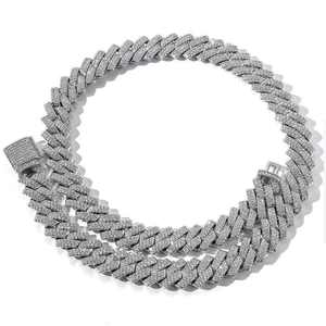 VVS Moissanite Iced Out Cadena de eslabones cubanos Redondo 14mm Corte Diamante Hip Hop Collar Ice Out Mujeres y hombres Plata de Ley 925 - Product Image 1