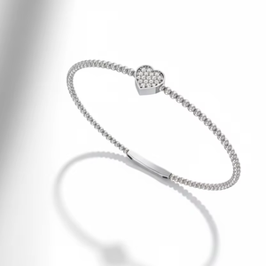 Brazalete de Diamantes en Forma de Corazón en Oro de 14K |   Elegante Pulsera de Corazón con Diamantes Naturales para Mujer |   Ropa de Uso Diario - Product Image 1
