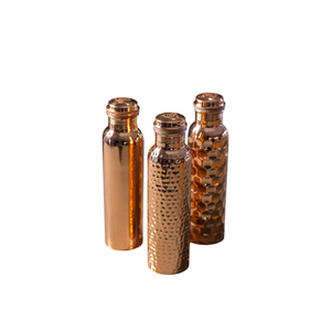 Premium Solid Copper <b>Water</b> <b>Bottle</b> Hand Hammered & <b>Plain</b> Finish Ayurvedic Health Benefits Drinkware <b>Bottle</b> For Office Travel Gift - Product Image 1