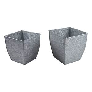 Maceta de flores con acabado galvanizado de hierro de forma ovalada para el hogar, jardín al aire libre, Patio, maceta decorativa - Product Image 6