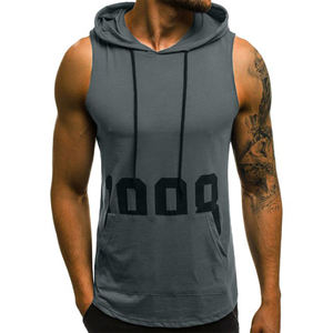 Men's Sleeveless Fleece Hoodies Custom Logo Gym Pullover Sleeveless <b>Hoodie</b> for Summer Workout Bodybuilding - Product Image 3