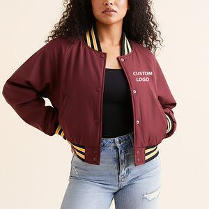 Custom made Women's Varsity Jacket 100% Polyester Chenille Embroidery Letter Pattern Windproof Dyed OEM Crop Bomber <b>Coat</b> 2026 - Product Image 4