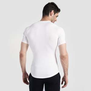 Shorts de compression GA à manches courtes en tissu tricoté 100% polyester, couleur blanche - Product Image 2