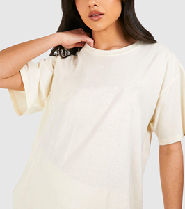 T-shirts Hip Hop surdimensionnés pour femmes de haute qualité en gros 100% coton T-shirt blanc à col rond et à épaules tombantes pour femmes - Product Image 5