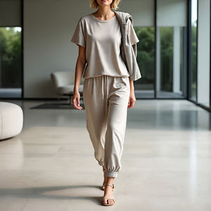 Camisetas Vintage de lavado, conjuntos de pantalones de chándal holgados, camisetas cortas de lavado ácido para mujer, chándales, conjunto de Jogger lavado para mujer - Product Image 3