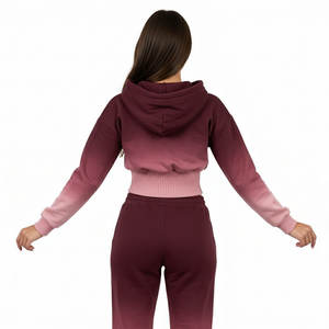 Sudaderas con Capucha de Moda Urbana para Mujer, Cintura Ajustada, Dobladillo de Corsé, Mangas Extra Grandes, Top Corto, Precio al por Mayor - Product Image 3