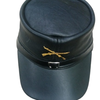 Gorra Kepi Estadounidense de la Era Civil, Estilo Confederado, 100% Cuero Genuino, Reproducción Histórica Americana