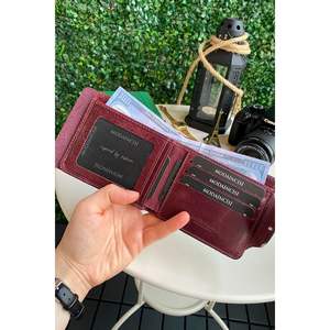 Portefeuille en cuir véritable marron pour homme Haut de gamme, style décontracté, fermeture à bouton pour un usage quotidien-Malibu - Product Image 1