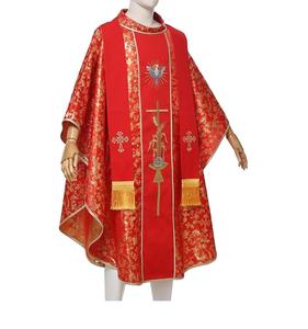 Conception OEM ODM personnalisée de vêtements de père Robes Chasuble de conception de broderie rouge vert violet - Product Image 2