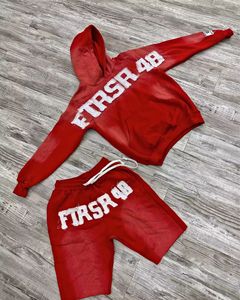 Ensemble de sweat à capuche pour hommes personnalisé de haute qualité, sweat à capuche lavé à l'acide, survêtement de 2 pièces, ensemble de jogging court pour hommes, ensemble de deux pièces - Product Image 5