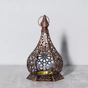 Bougeoir en métal islamique musulman Creux marocain Lumières Décor Fer Artisanat Eid Mubarak Kareem Ramadan Chandelier Décorations - Product Image 4