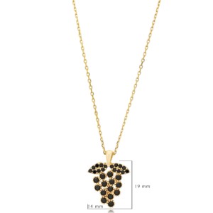 Collier pendentif en argent sterling 925 avec pierre CZ noire en forme de raisin, bijoux turcs, vente en gros de joaillerie fine - Product Image 2