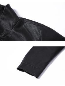 Chaqueta de Cuero Sintético para Hombre Otoño Invierno, Abrigo de Motociclista Negro con Cortavientos, Ropa de Calle Moderna, Estilo Motero Informal - Product Image 6