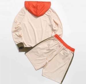 Ensemble pull à capuche et short 100% coton pour hommes, tissu éponge de haute qualité, nouveau design personnalisé avec poche pour l'automne, motif solide - Product Image 3