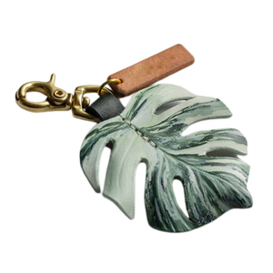 Promotional Custom PU Leather Monstera <b>Leaf</b> Keychain - Product Image 2