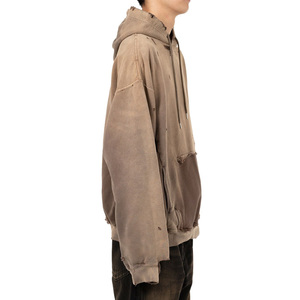 Custom Vintage Boxy Fit Sunfaded Hoodie Jacket Manufacturers Washed Men Distressed <b>Sun</b> Faded Cropped Hoodie - Product Image 4