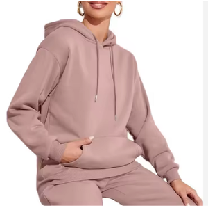 Alta calidad 300gsm mezcla de algodón de gran tamaño gota hombro Sudadera con capucha para las mujeres de peso pesado logotipo personalizado al por mayor para el invierno - Product Image 1