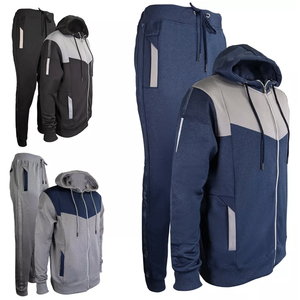 Chándal con capucha y cremallera para hombre, manga larga, respetuoso con el medio ambiente, sólido, 100% algodón, ropa deportiva, parte inferior para correr, tallas grandes, invierno, - Product Image 6