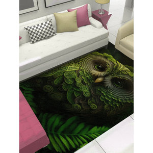 Tapis Hibou Vert, Tapis Moderne, Tapis Hibou, Tapis Animaux, Tapis d'Entrée, Tapis Doux à Poils Longs - Product Image 1