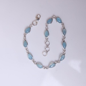 925 Sterling Silver Handmade Gemstone Calcedony Bracelet Bijoux 925 Solide Meilleure Qualité Cadeau De Mariage Bracelet De Designer Naturel - Product Image 3