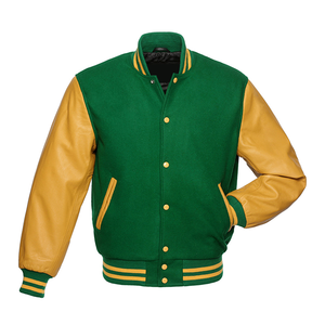 Veste d'université verte pour hommes veste Letterman avec manches en cuir vente en gros de veste d'université en cuir personnalisée letterman pour hommes - Product Image 1