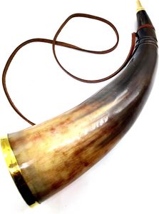 Corneta de Batalla Vikinga de Cuerno de Buey, Silbato Medieval con Sonido de Toro/Búfalo y Anillo de Latón Nórdico - Product Image 3