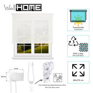 Stores enrouleurs translucides Well Home - Blanc cassé, 80 x 175 cm (largeur x longueur) / Taille du tissu 77 x 170 cm - Product Image 2