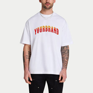 Camiseta personalizada de 100% algodón holgada para hombre, ropa informal de Hip Hop de peso pesado, camiseta personalizada con logotipo impreso DTG para hombre - Product Image 1