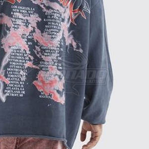 Ropa deportiva OEM personalizada, sudaderas con capucha de mezcla de algodón, sudaderas con dobladillo crudo hechas de poliéster/algodón, fabricante pakistaní - Product Image 6