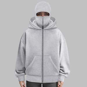 Sudaderas con capucha estilo Ninja para hombre, jersey de doble capa con capucha bordada con logotipo personalizado y cremallera completa, sudadera con máscara de pasamontañas de talla grande - Product Image 5